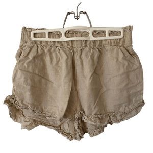 Aerie Linen Ruffled Shorts with Pockets